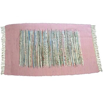 Tapis Dhurrie, bordure rose en matière recyclée, 100x150cm (ASP2190) 2