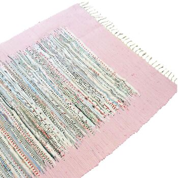 Tapis Dhurrie, bordure rose en matière recyclée, 100x150cm (ASP2190) 5