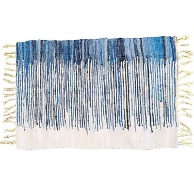 Dhurrie rug, recycled denim blue white ombre, 80x120cm (ASP2192)