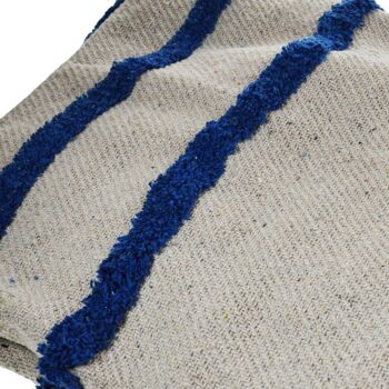 Plaid/couvre-lit, coton recyclé, rayures tuftées bleues (ASP2195) 3