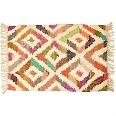 Dhurrie rug, recycled cotton & polyester diamonds design handwoven 120x180cm (ASP2210L)