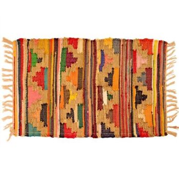 Tapis Dhurrie, coton recyclé & polyester style aztèque tissé à la main 120x180cm (ASP2211L) 1