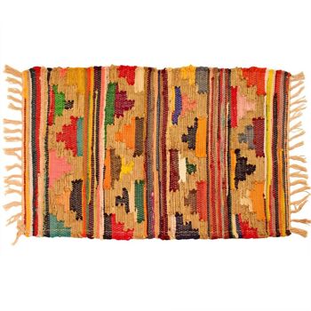 Tapis Dhurrie, coton recyclé & polyester style aztèque tissé à la main 120x180cm (ASP2211L) 2