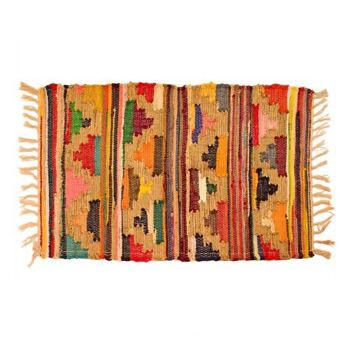 Tapis Dhurrie, coton recyclé & polyester style aztèque tissé à la main 60x90cm (ASP2211S) 1