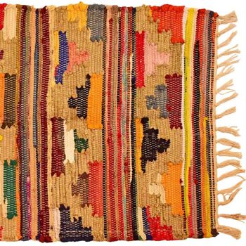 Tapis Dhurrie, coton recyclé & polyester style aztèque tissé à la main 60x90cm (ASP2211S) 4