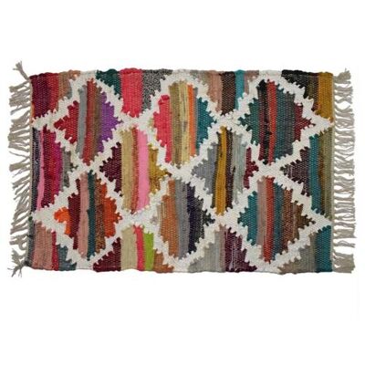 Dhurrie rug, recycled cotton & polyester Moroccan style handwoven 80x120cm (ASP2212)