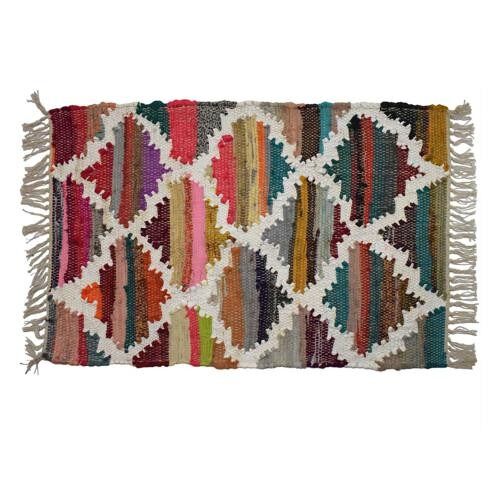 Dhurrie rug, recycled cotton & polyester Moroccan style handwoven 60x90cm (ASP2212S)