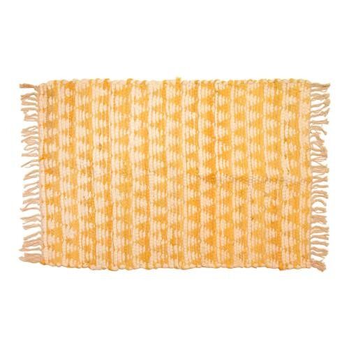 Chindi rag rug recycled cotton handmade yellow 60x90cm (ASP2216)