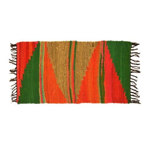 Kilim rag rug recycled cotton & polyester handmade Aztec 50x90cm (ASP2220)