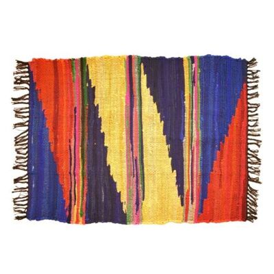 Kilim rag rug recycled cotton & polyester handmade Aztec 80x120cm (ASP2221)