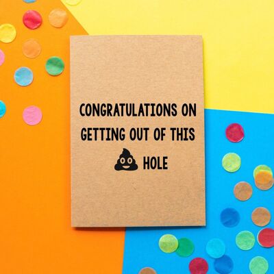 Funny new job card | Congratulations on getting out of this shit hole.