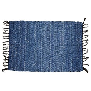 Tapis Rag cuir recyclé fait main bleu 60x90cm (ASP2227) 2