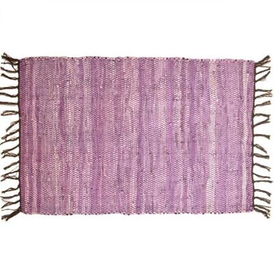 Rag rug recycled leather handmade purple 100x150cm (ASP2230)