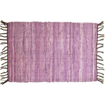 Tapis Rag cuir recyclé fait main violet 100x150cm (ASP2230) 1