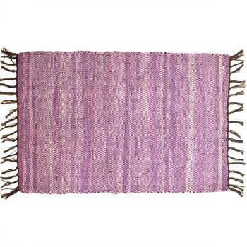 Tapis Rag cuir recyclé fait main violet 100x150cm (ASP2230) 2