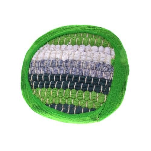 Rag coaster recycled cotton & polyester handmade green 10cm (ASP2242)