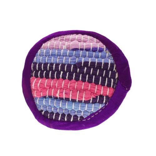 Rag coaster recycled cotton & polyester handmade purple 10cm (ASP2243)