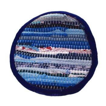 Set de table ou dessous de plat rond coton recyclé & polyester fait main bleu 20cm (ASP2245) 1
