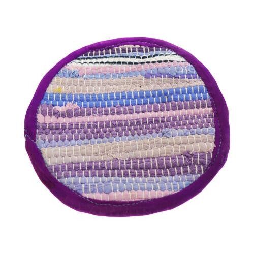 Place mat or trivet/pan stand round recycled cotton & polyester handmade purple 20cm (ASP2248)