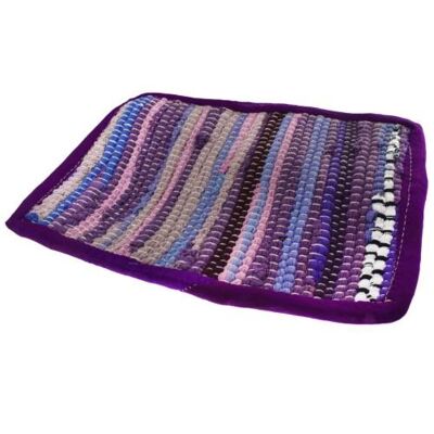 Rag place mat rectangular recycled cotton & polyester handmade purple 20x30cm (ASP2253)