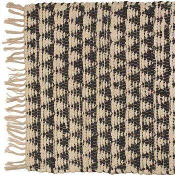 Tapis Chindi rag coton recyclé fait main triangles crème noir 60x90cm (ASP2287) 4
