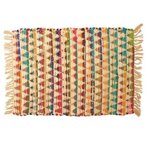 Chindi rag rug recycled cotton handmade multicoloured triangles 60x90cm (ASP2289)