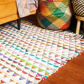 Tapis Chindi rag coton recyclé fait main triangles multicolores 100x150cm (ASP2290) 3