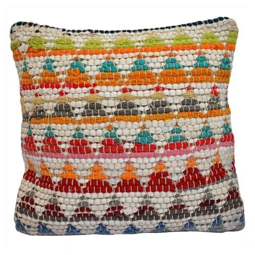 Chindi rag cushion recycled cotton handmade multicoloured triangles 40x40cm (ASP2291)