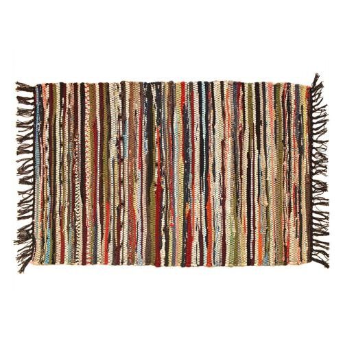 Chindi rag rug recycled cotton handmade dark colour mix 60x90cm (ASP2292)