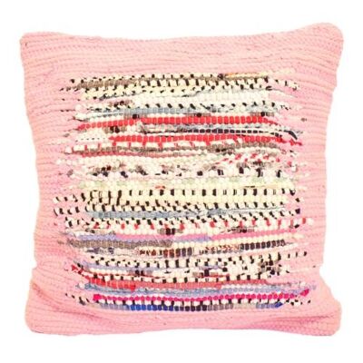 Chindi rag rug recycled cushion cotton handmade pink 60x90cm (ASP2295)