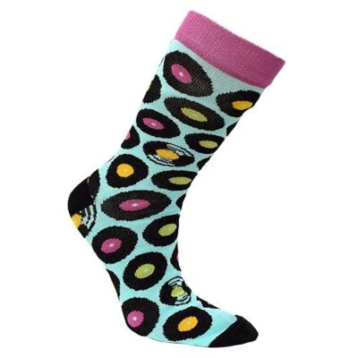 Bamboo socks, record discs, Shoe size: UK 7-11, Euro 41-47 (ASP2803LAR)