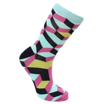 Bamboo socks, cubes asst cols, Shoe size: UK 7-11, Euro 41-47 (ASP2804LAR)