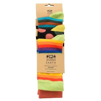 3 pairs of bamboo socks, stripes & polka dots, Shoe size: UK 3-7, Euro 36-41 (ASPA05MED)