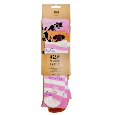 3 pairs of bamboo socks, cats and dogs, Shoe size: UK 7-11, Euro 41-47 (ASPA07L)