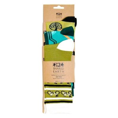 3 pairs of bamboo socks, trees bikes circuit boards, Shoe size: UK 7-11, Euro 41-47 (ASPA09L)