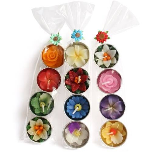 Scented t-lites, flowers pack of 4, assorted (BARF820)