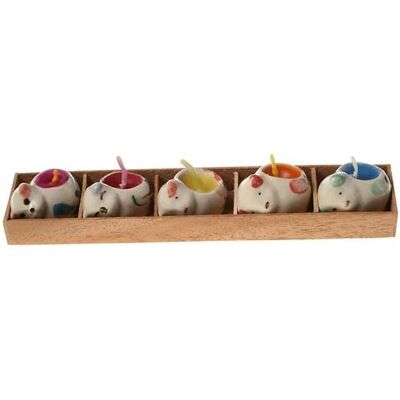 Pack of 5 mini candles in cat shaped holders (BASB1802)