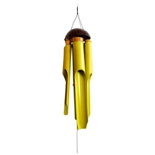 Bamboo windchime with coconut top lime green 48/110cm (BBAM45)