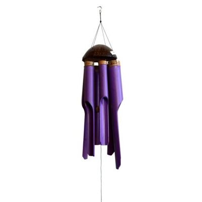 Bamboo windchime with coconut top purple 48/110cm (BBAM46)