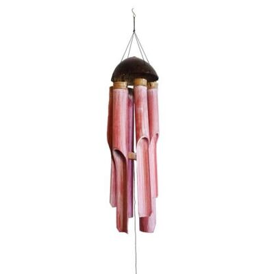 Bamboo windchime with coconut top red wash 48/110cm (BBAM48)