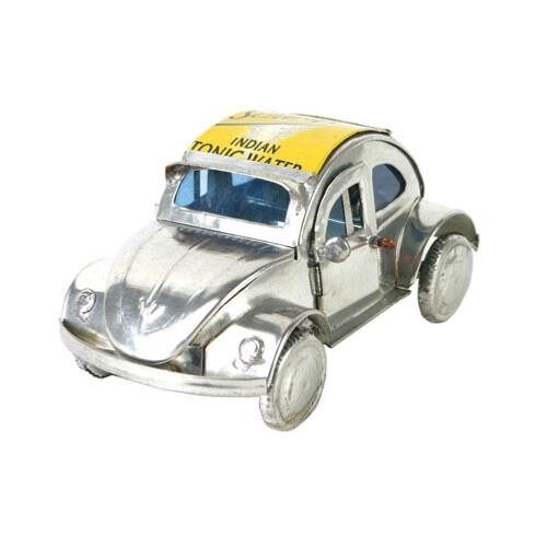 VW Beetle recycled cans silver colour 10cm (BEZ001)