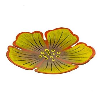Porte-encens coco fleur peinte, motifs assortis (BNC2101) 1