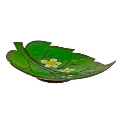 Coconut bowl painted leaf, assorted designs (BNC2102)