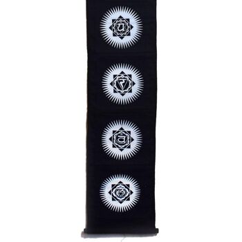 Bannière suspendue, symboles Chakra blanc sur noir (BS23) 4