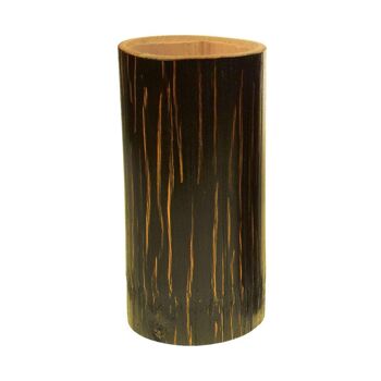 Porte-brosse à dents/pot à crayons en bambou simple noir hauteur 12cm (BSIS02) 2