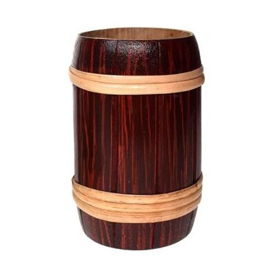 Single bamboo toothbrush holder/pencil pot barrel red height 12cm (BSIS04R)