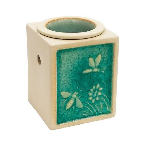 Oilburner, rectangular with bee design, 9.5cm height (CCUT027)