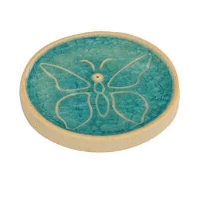Incense holder, butterfly design, 8.5cm diameter (CCUT029)