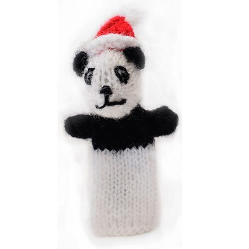 Finger puppet, panda with Christmas hat (CIAPX00)