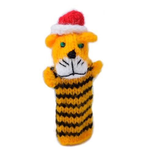 Finger puppet, tiger with Christmas hat (CIAPX01)